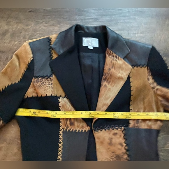 ALBERTO MIKALI sueded leather patchwork blazer designer jacket vintage Y2K sz 2 - Picture 9 of 16